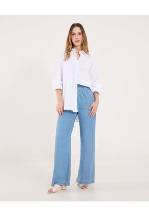 Jean Para Mujer Wide-Leg Fluido Color Azul Marca Ostu #40160619