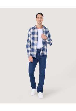 Camisa Para Hombre Manga Larga Sin Bolsillo Color Azul Marca Ostu #60010743