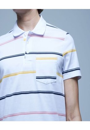 Polo Para Hombre Cuello Tejido Con Bolsillo Color Blanco Marca Ostu #60110608