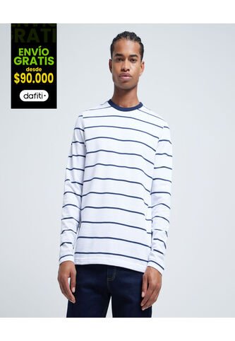 Camiseta Para Hombre Manga Larga Color Blanco Marca Ostu #60091181 Ostu