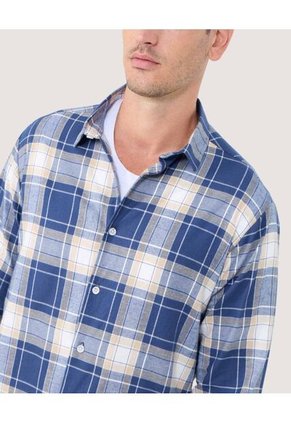 Camisa Para Hombre Manga Larga Sin Bolsillo Color Azul Marca Ostu #60010743