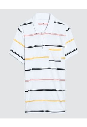 Polo Para Hombre Cuello Tejido Con Bolsillo Color Blanco Marca Ostu #60110608