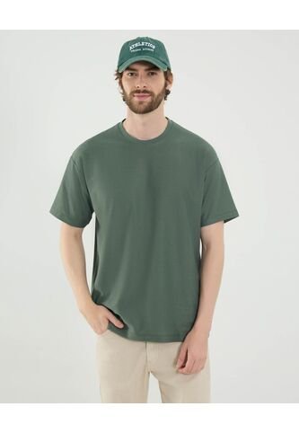 Camiseta Para Hombre Manga Corta Cuello Redondo Color Verde Marca Ostu #60091703 Ostu