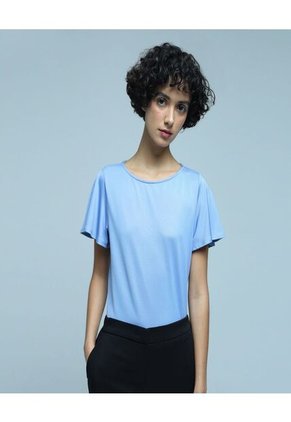 Camiseta Para Mujer Manga Corta Color Azul Marca Ostu #40091969