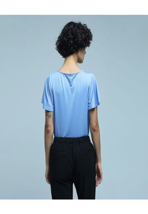 Camiseta Para Mujer Manga Corta Color Azul Marca Ostu #40091969