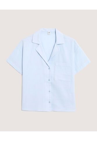 Camisa  Para Mujer Manga Corta Color Celeste Marca Ostu #40010365 Ostu