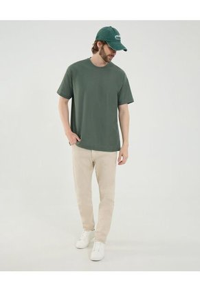 Camiseta Para Hombre Manga Corta Cuello Redondo Color Verde Marca Ostu #60091703