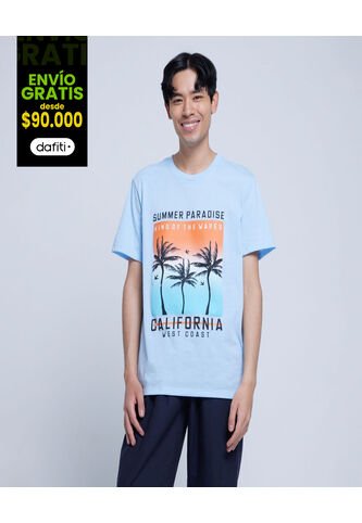 Camiseta Para Hombre Manga Corta Color Azul Claro Marca Ostu #60091257 Ostu