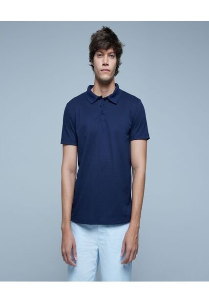 Polo Para Hombre Cuello Tejido Con Bolsillo Color Azul  Marca Ostu #60110651