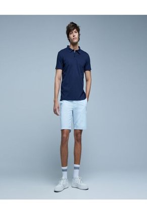 Polo Para Hombre Cuello Tejido Con Bolsillo Color Azul  Marca Ostu #60110651