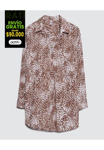 Camisa Para Mujer Manga 3/4 Color Café  Marca Ostu #40010202 Ostu