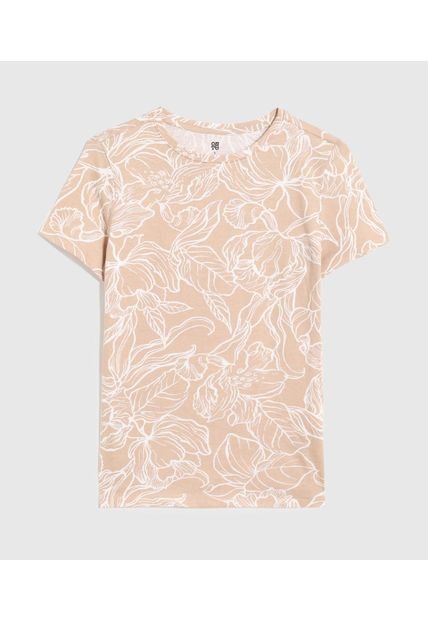 Camiseta Para Mujer Manga Corta Cuello Redondo Color Beige Marca Ostu #40092574