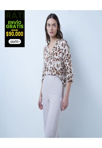 Blusa Para Mujer Manga 3/4 Color Beige Marca Ostu #40120929 Ostu