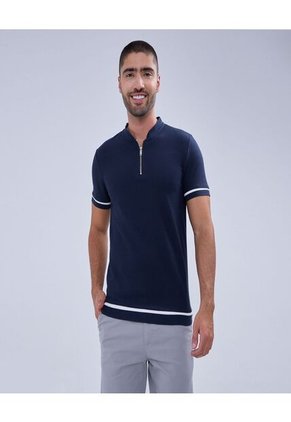 Polo Para Hombre Cuello Tejido Sin Bolsillo Color Azul  Marca Ostu #60110652