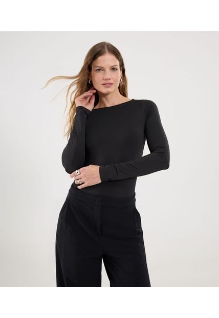 Body Para Mujer Manga Larga Color Negro Marca Ostu #40200198