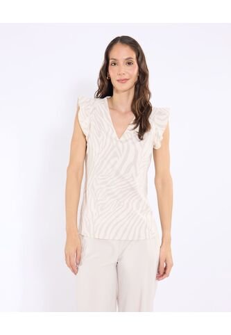 Blusa  Para Mujer Manga Corta Color Beige Marca Ostu #40121221 Ostu