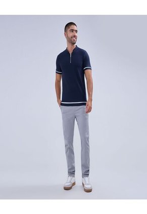 Polo Para Hombre Cuello Tejido Sin Bolsillo Color Azul  Marca Ostu #60110652