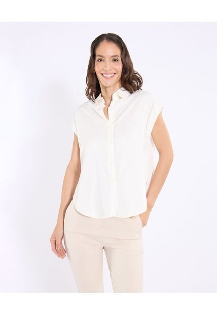 Camisa  Para Mujer Manga Corta Color Crema Marca Ostu #40010304