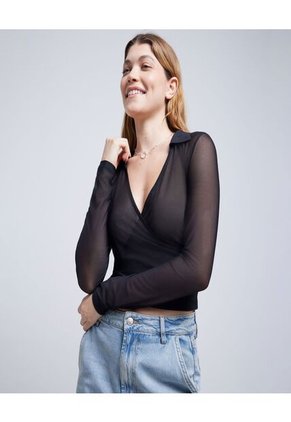 Camiseta Para Mujer Manga Larga Color Negro Marca Ostu #40092136