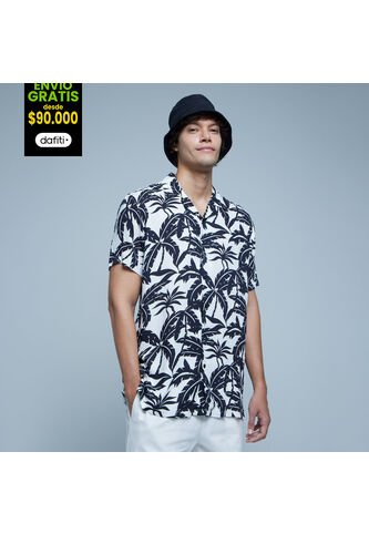 Camisa Para Hombre Manga Corta Sin Bolsillo Color Negrocarbon Marca Ostu #60010656 Ostu