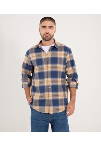 Camisa Para Hombre Manga Larga Sin Bolsillo Cuello Casual M Color Camel Marca Ostu #60010871 Ostu