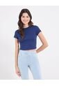 Camiseta  Para Mujer Crop Top Manga Corta Color Azul Marca Ostu #40092694 de Ostu