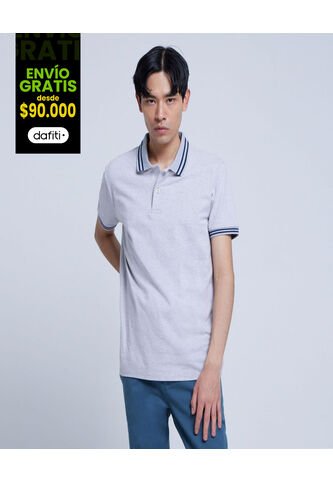 Polo Para Hombre Cuello Tejido Sin Bolsillo Color Gris  Marca Ostu #60110602 Ostu