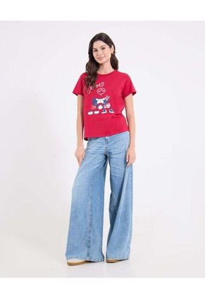 Camiseta  Para Mujer Manga Corta Cuello Redondo Color Rojo Marca Ostu #40092747