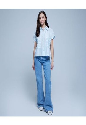 Camisa Para Mujer Manga Corta Color Azul Marca Ostu #40010194