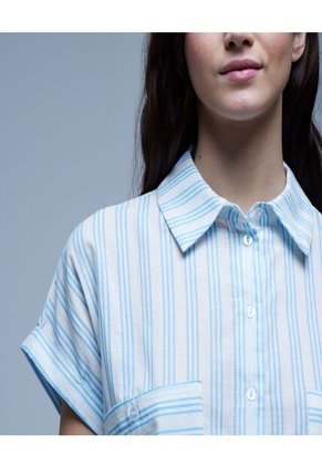 Camisa Para Mujer Manga Corta Color Azul Marca Ostu #40010194