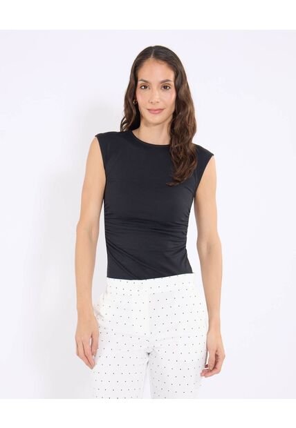 Camiseta  Para Mujer Manga Sisa Cuello Redondo Color Negro Marca Ostu #40092763