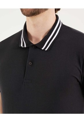Polo Para Hombre Cuello Tejido Sin Bolsillo Color Negro Marca Ostu #60110767