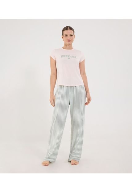 Pijama Para Mujer M/C P/L Color Azul Marca Ostu #40040420