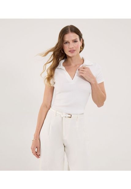 Polo Para Mujer Manga Corta Color Crudo Marca Ostu #40110174