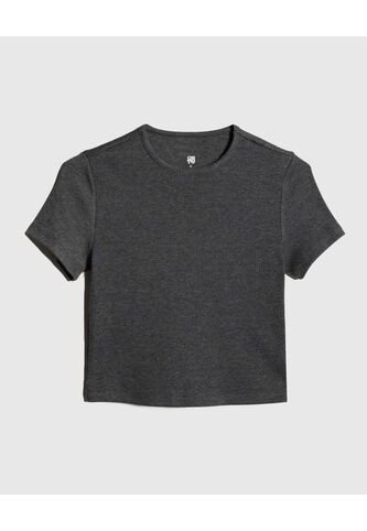 Crop Top Para Mujer Manga Corta Color Negro Marca Ostu #40092040 Ostu