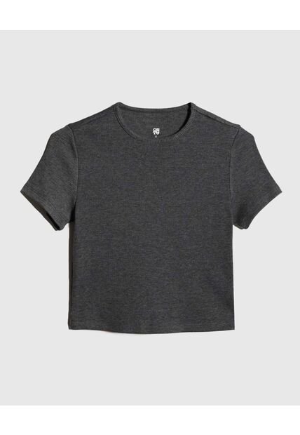 Crop Top Para Mujer Manga Corta Color Negro Marca Ostu #40092040