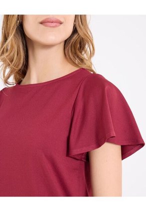 Camiseta Para Mujer Manga Corta Cuello Redondo Color Vino Marca Ostu #40092667
