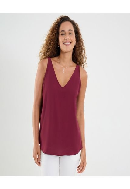 Blusa Para Mujer Manga Sisa Color Vino Marca Ostu #40121166