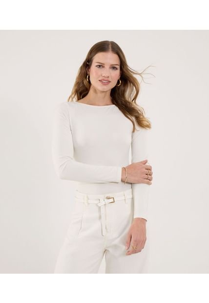 Body Para Mujer Manga Larga Color Crema Marca Ostu #40200199
