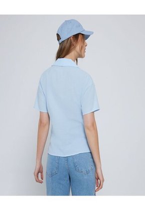 Camisa Para Mujer Manga Corta Color Celeste Marca Ostu #40010210