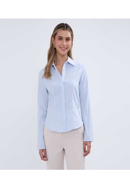 Camisa Para Mujer Manga Larga Color Azul Claro Marca Ostu #40010252
