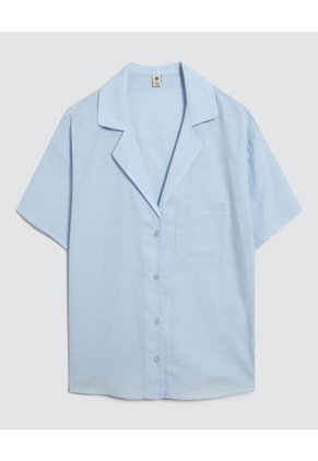 Camisa Para Mujer Manga Corta Color Celeste Marca Ostu #40010210