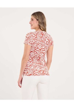 Camiseta Para Mujer Manga Corta Cuello Redondo Color Terracota Marca Ostu #40092575