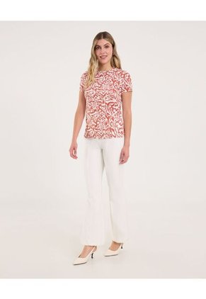 Camiseta Para Mujer Manga Corta Cuello Redondo Color Terracota Marca Ostu #40092575