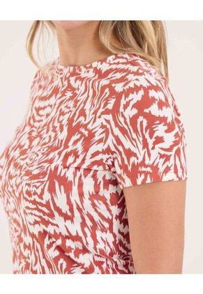 Camiseta Para Mujer Manga Corta Cuello Redondo Color Terracota Marca Ostu #40092575