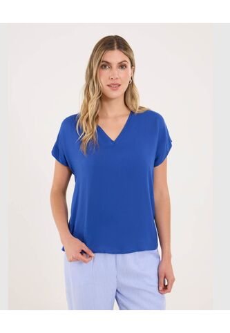 Blusa Para Mujer Manga Corta Color Azul Marca Ostu #40121182 Ostu