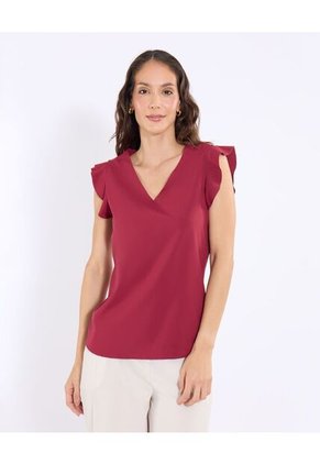 Blusa Para Mujer Manga Corta Color Vino Marca Ostu #40121220