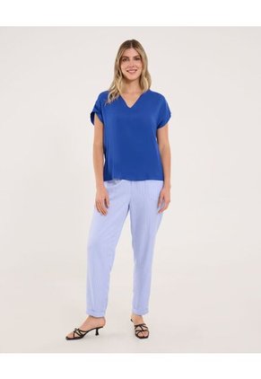 Blusa Para Mujer Manga Corta Color Azul Marca Ostu #40121182