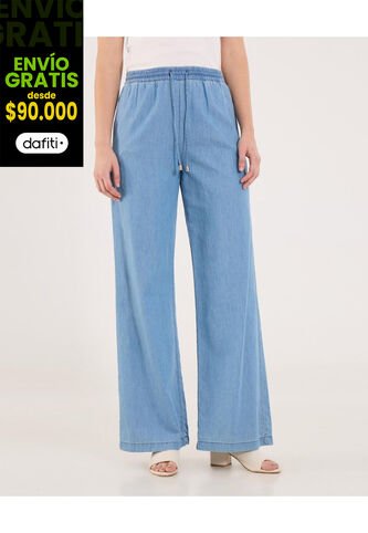 Jean Para Mujer Wide-Leg Fluido Color Azul Marca Ostu #40160619 Ostu