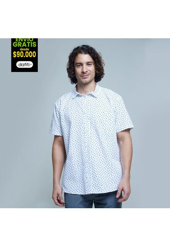 Camisa Para Hombre Manga Corta Con Bolsillo Color Crudo Marca Ostu #60010627 Ostu